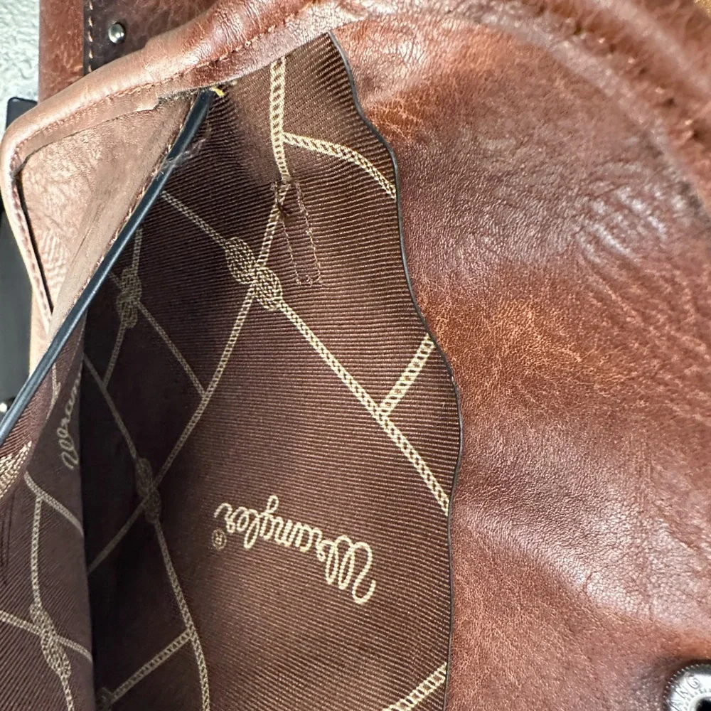 Wrangler Studded Brown Faux Leather Tote Bag - Picture 8 of 9